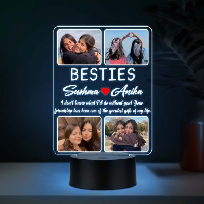 Personalized Bestie Photo Frame LED Night Lamp with Multicolored Light & USB Powered   Long Distance Friendship Gift for Best Friend, Soul Sister, and BFF   Birthday Gift for Besti